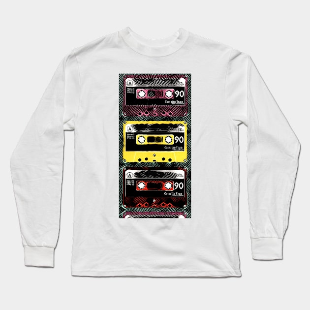 pattern and design from a collection of old fashioned C90 cassettes Long Sleeve T-Shirt by mister-john